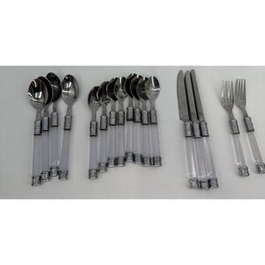 Cambridge Duplex Clear Acrylic Lucite Flatware Set Of 17‎ Pc